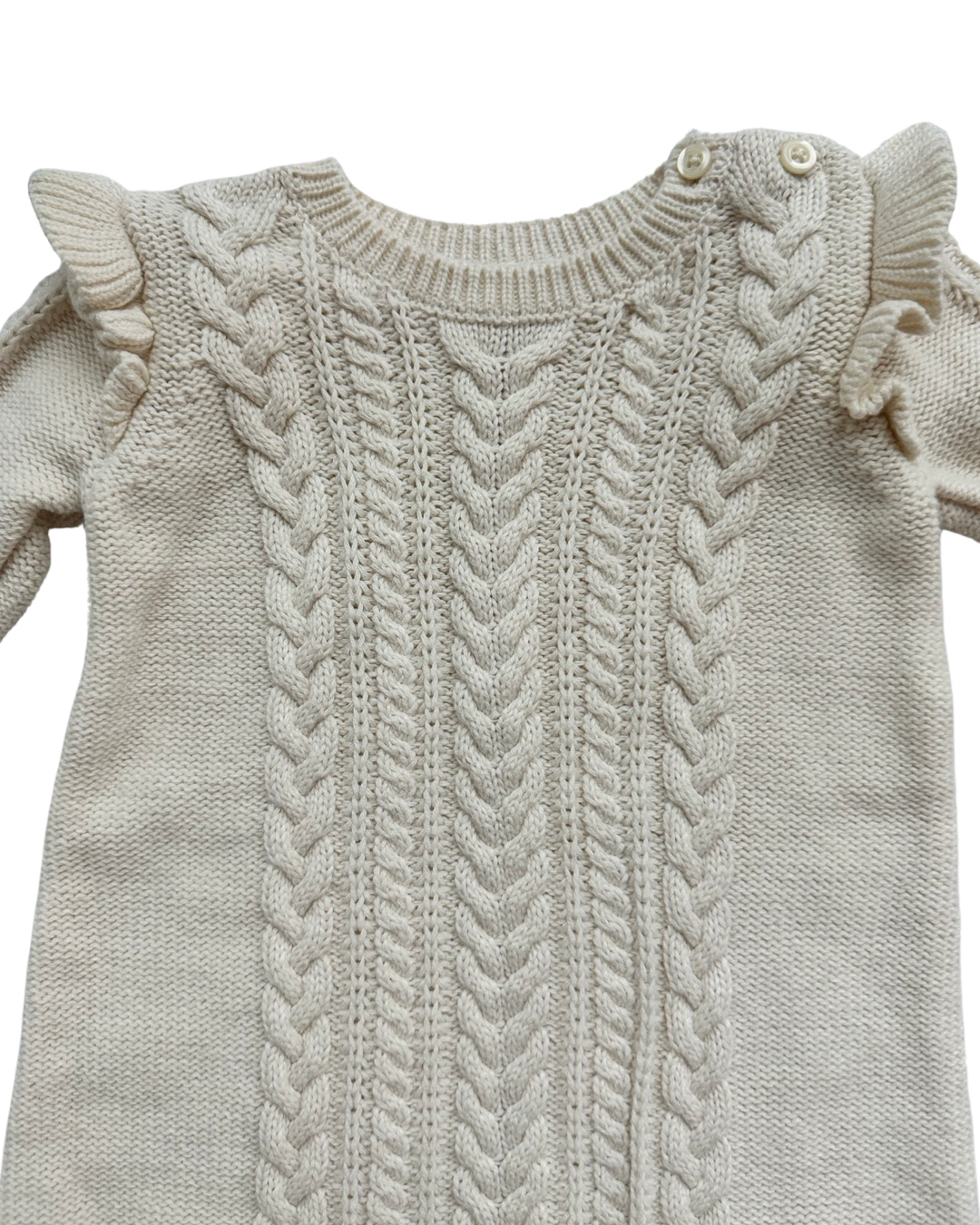 6-12M Baby Girl Cream Baby Gap Cable Knit Sweater Dress