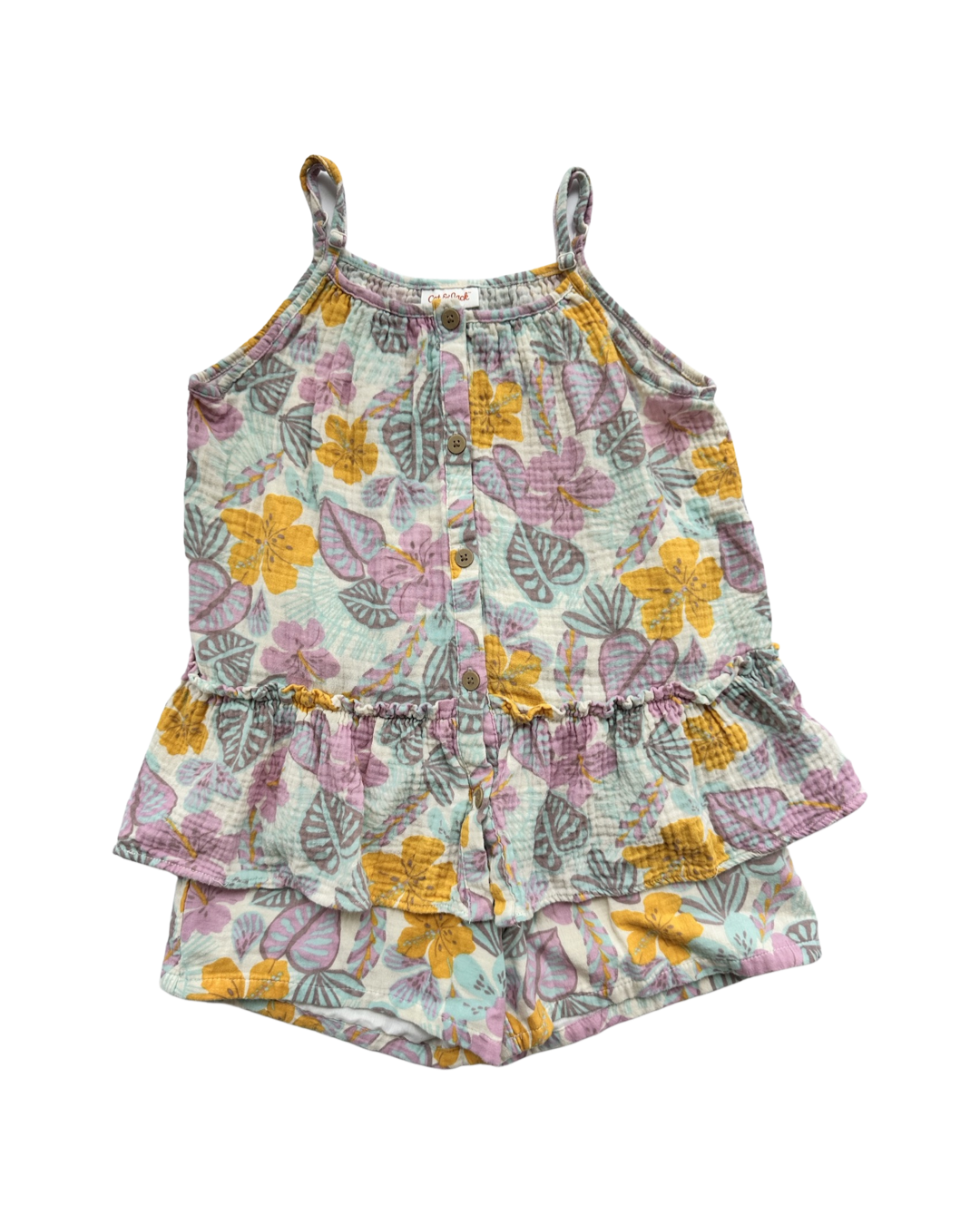 Girls Large (10/12) Cat & Jack Hawaiian Shorts & Top Outfit