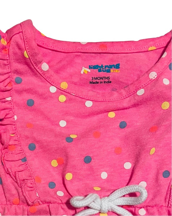 3M Baby Girl Pink Polka Dot Bubble Romper