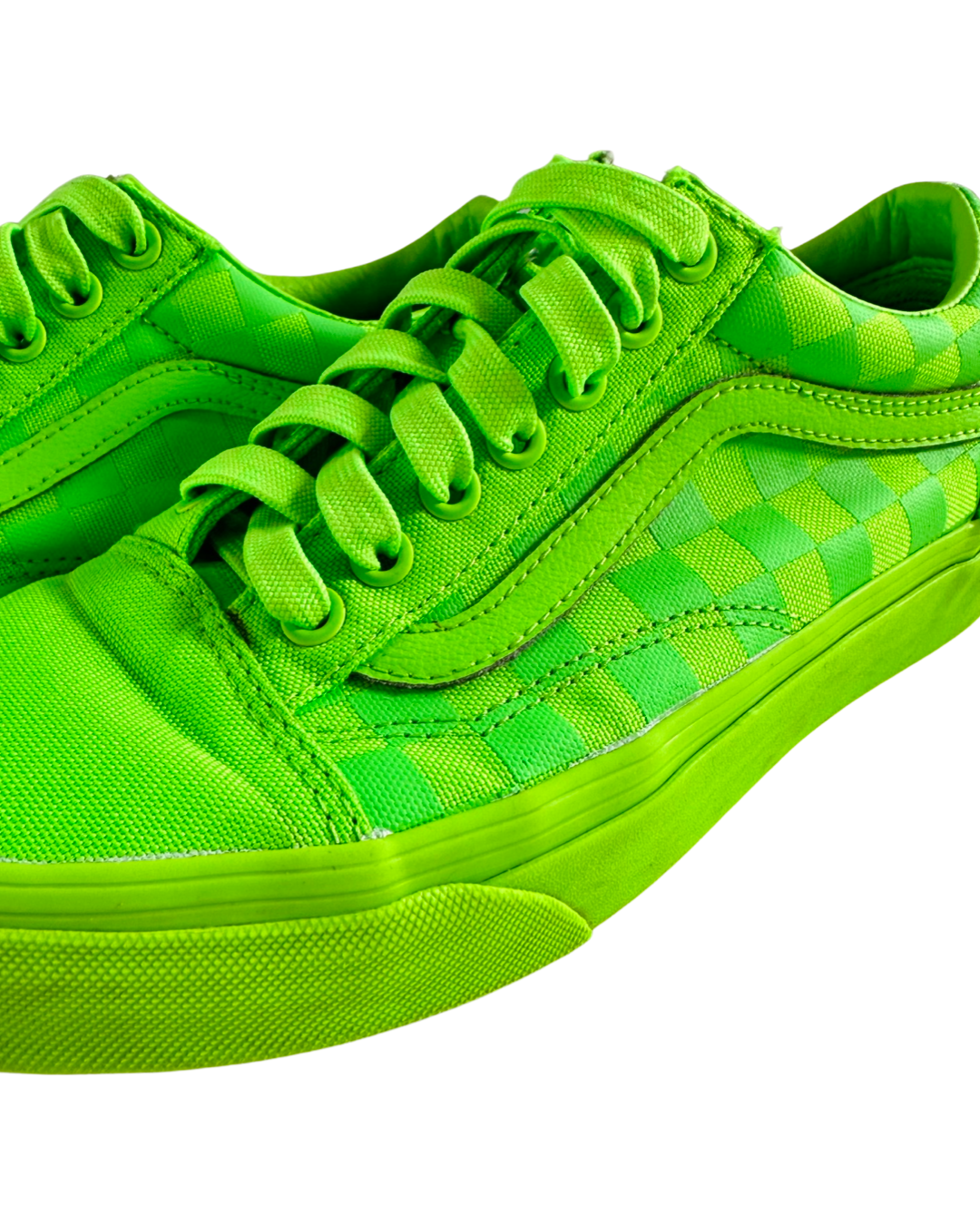 Vans Women Size 8, Men’s 6.5 Old Skool Tonal Checkerboard Skate Shoe - Green Gecko