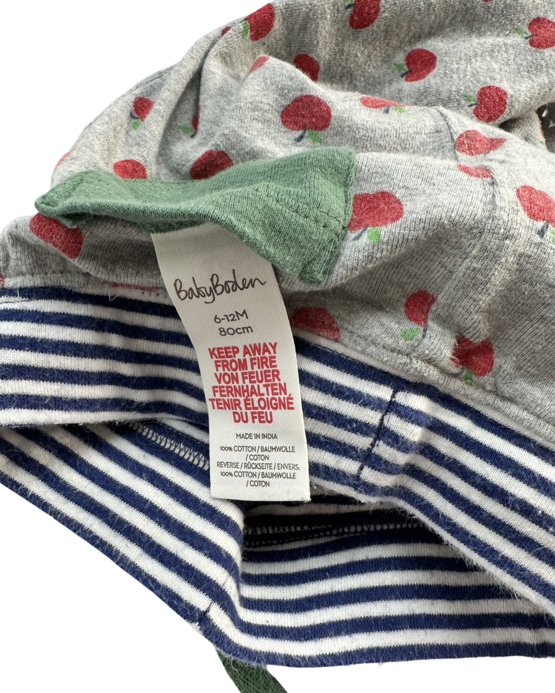 6M-12M Baby Boy Baby Boden Reversible Apple / Striped Joggers