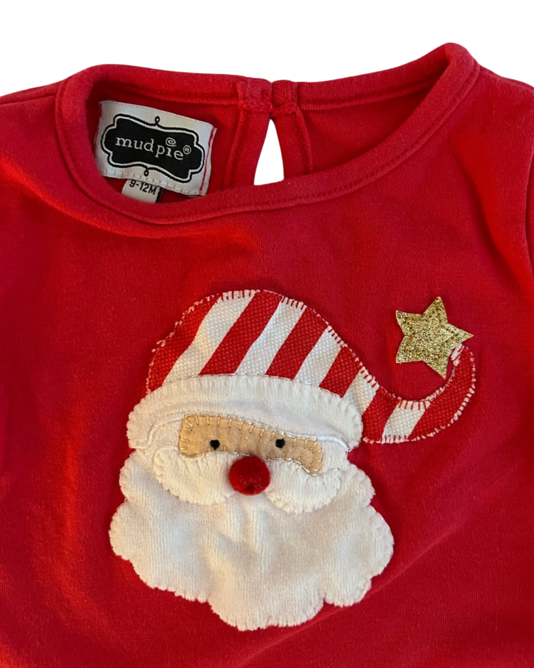 9M-12M Baby Girl MudPie Red Santa Shirt