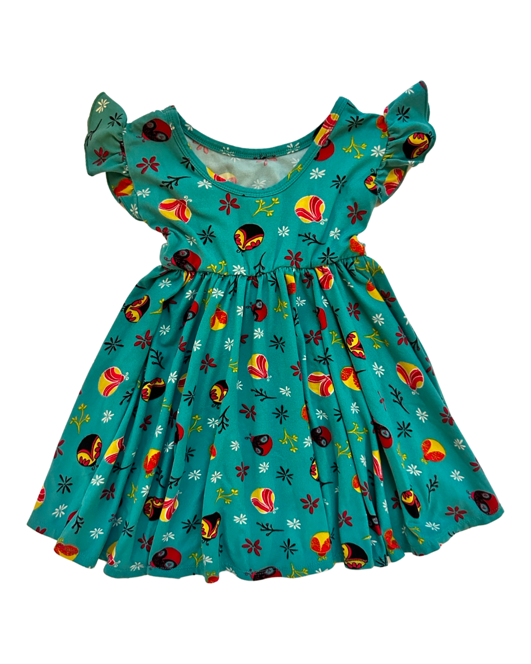 12M-24M Baby Girl Dot Dot Smile  Teal Ladybug Twirl Dress