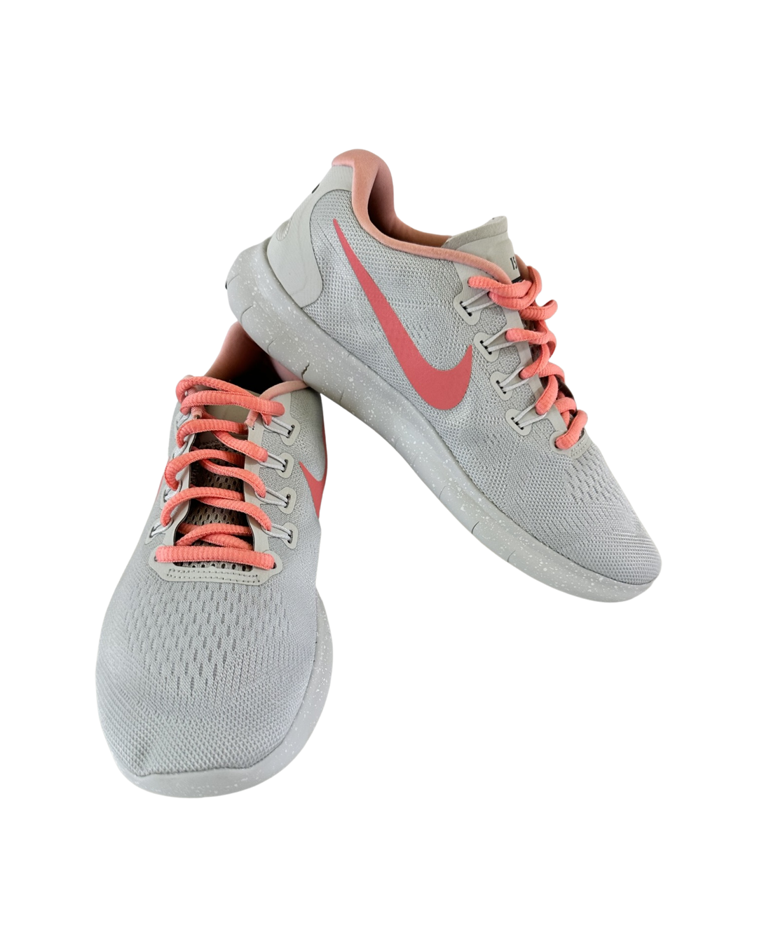 Women’s Size 6.5 light Gray & Coral Nike ID Athletic Tennis Shoes