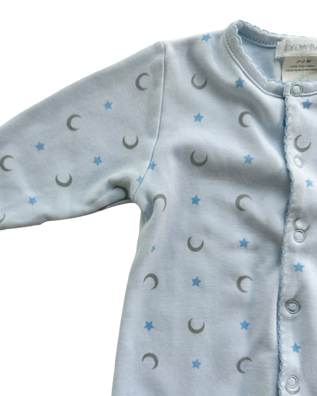 0-3M Baby Boy Light Blue Moon & Stars Lyda Baby Boutique Sleeper