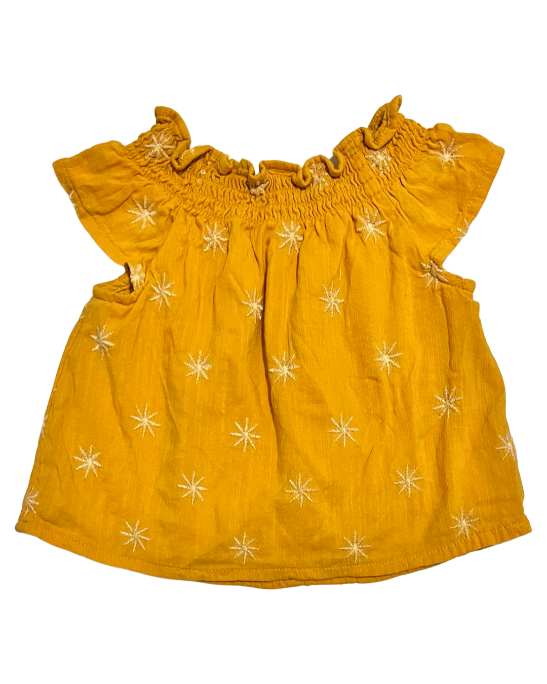 6-12M Baby Girl Old Navy Mustard Yellow Starburst Shirt