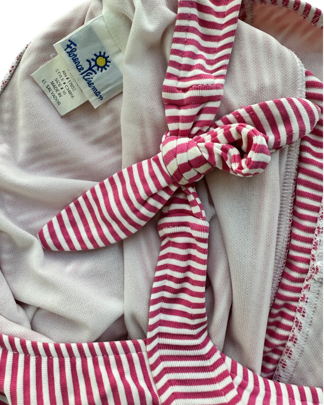 Girls Size 10 Florence Eiseman Pink Striped One Piece Swim Suit