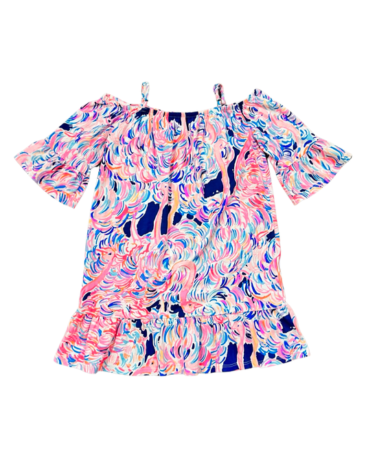 Toddler Girl size 6/7 Lilly Pulitzer Ostrich Dress Pink / Navy