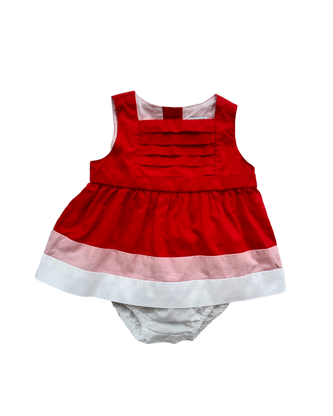 3-6M Baby Girl Janie & Jack Red / Pink / White Dress w/ Bloomers