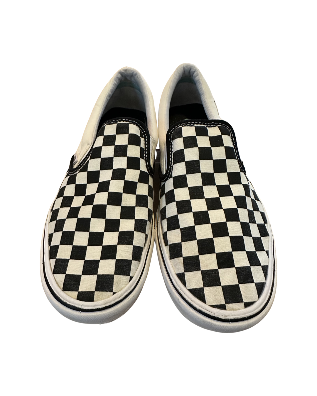 Men’s 9.5 Women’s 11 Black and White Checkered Slip-on Vans