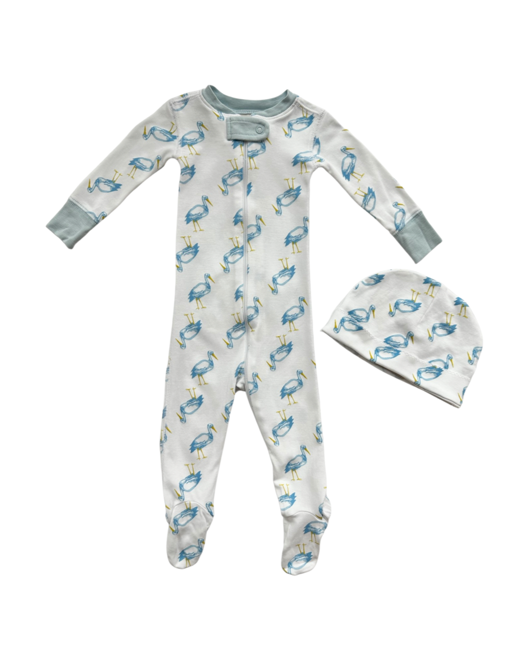 3-6M Baby Boy TBBC Beaufort Bonnet Company Blue Herron Sleeper PJs