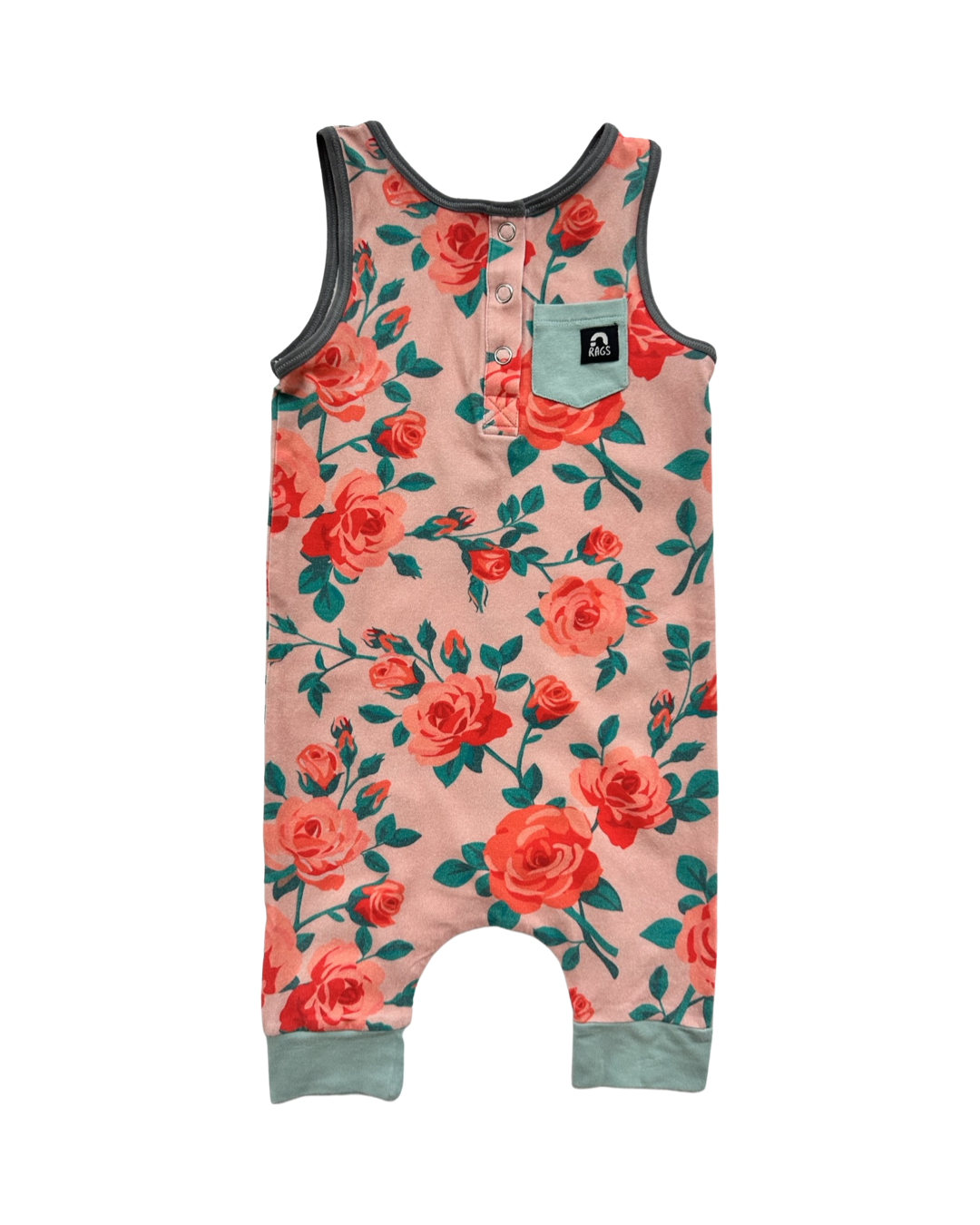 12M-18M Baby Girl Pink Floral RAGS to Raches Romper