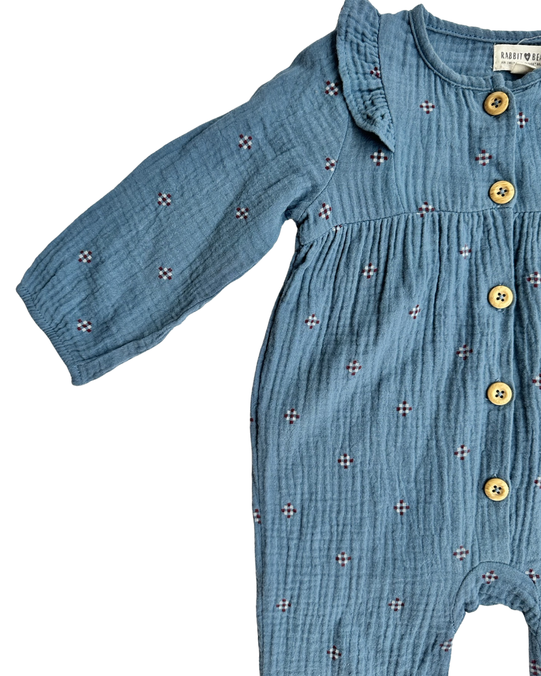 18M Baby Girl Rabbit + Bear Muslin Romper + Bonnet