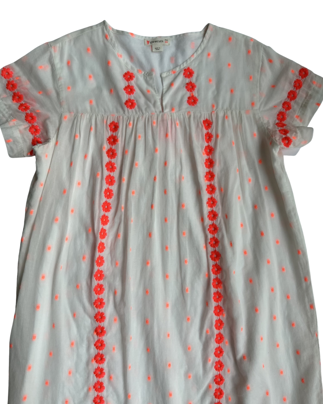 Youth Girls Size 10Y Crewcuts White & Coral Boho Dress