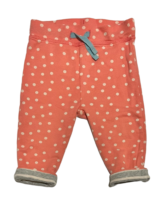 6-12M Baby Girl Baby  Gray / Coral Reversible Joggers