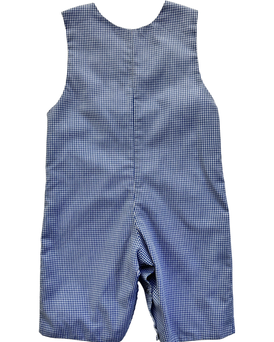 3M Baby Boy Blue Gingham Lulu Bebe Hand Embroidered Pumpkin Longall Romper