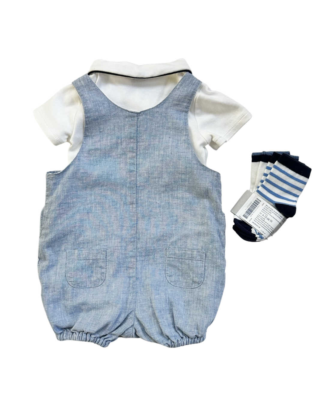 3-6M Baby Boy Janie & Jack 3pc Chambray Bubble Romper Set