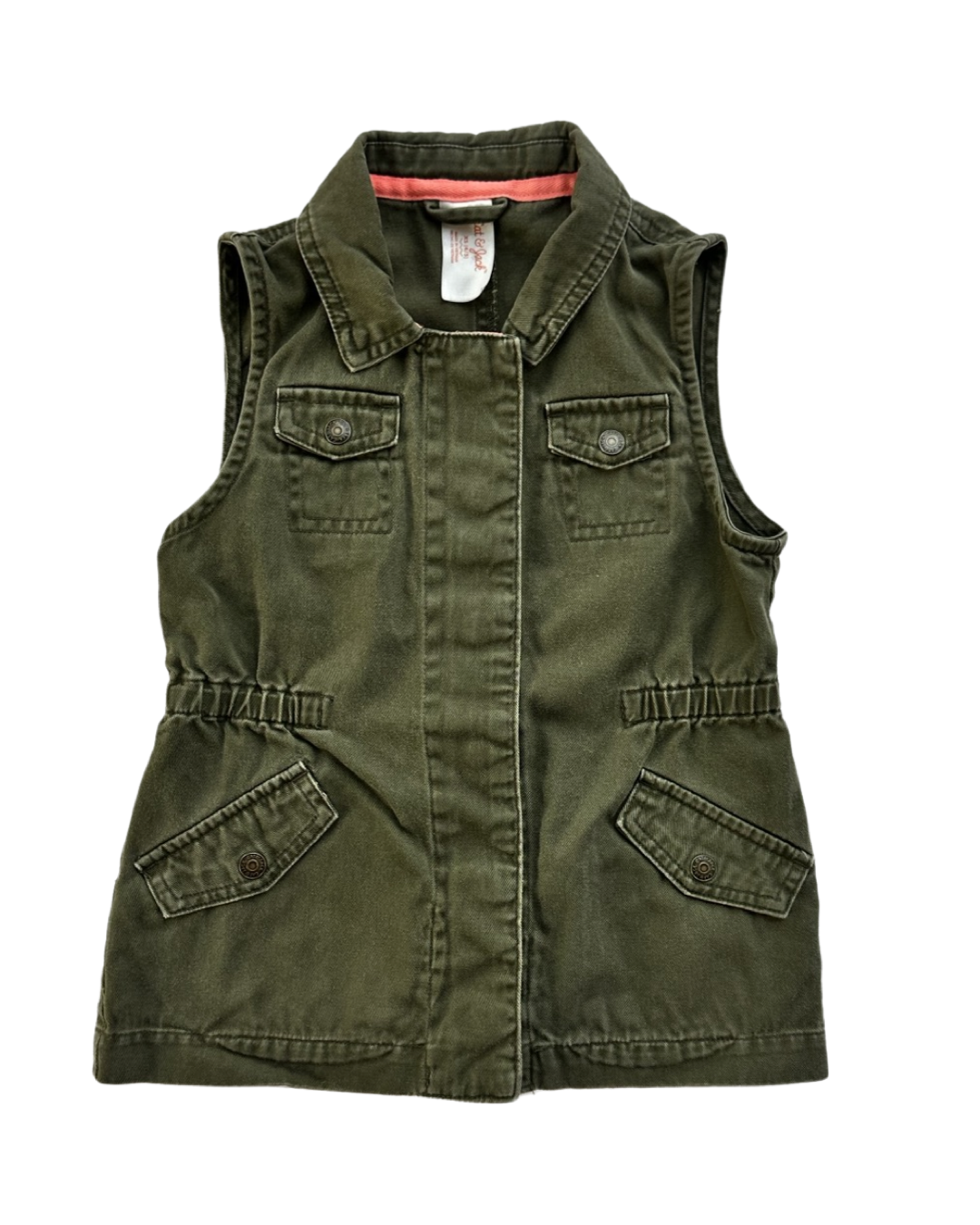 XS (4-5) Toddler Girl Army Green Cat & Jack XS Vest Button Down Green
