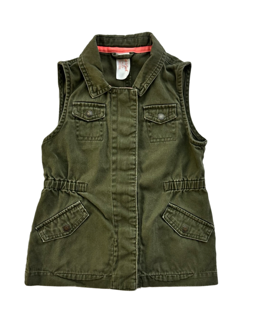 XS (4-5) Toddler Girl Army Green Cat & Jack XS Vest Button Down Green