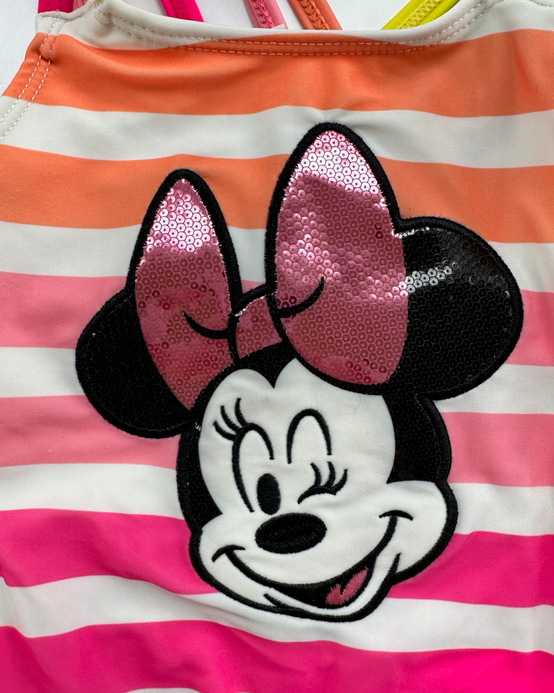 2T Toddler Girl Disney Minnie Mouse Striped Swim Suit