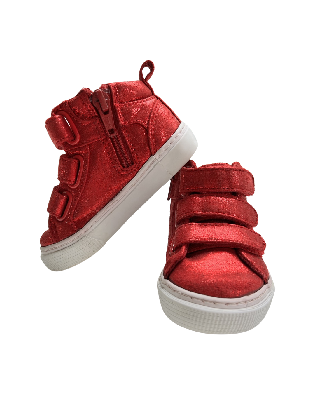 5C Toddler Girl Red Shimmer Velcro Gap Mid Top Shoes