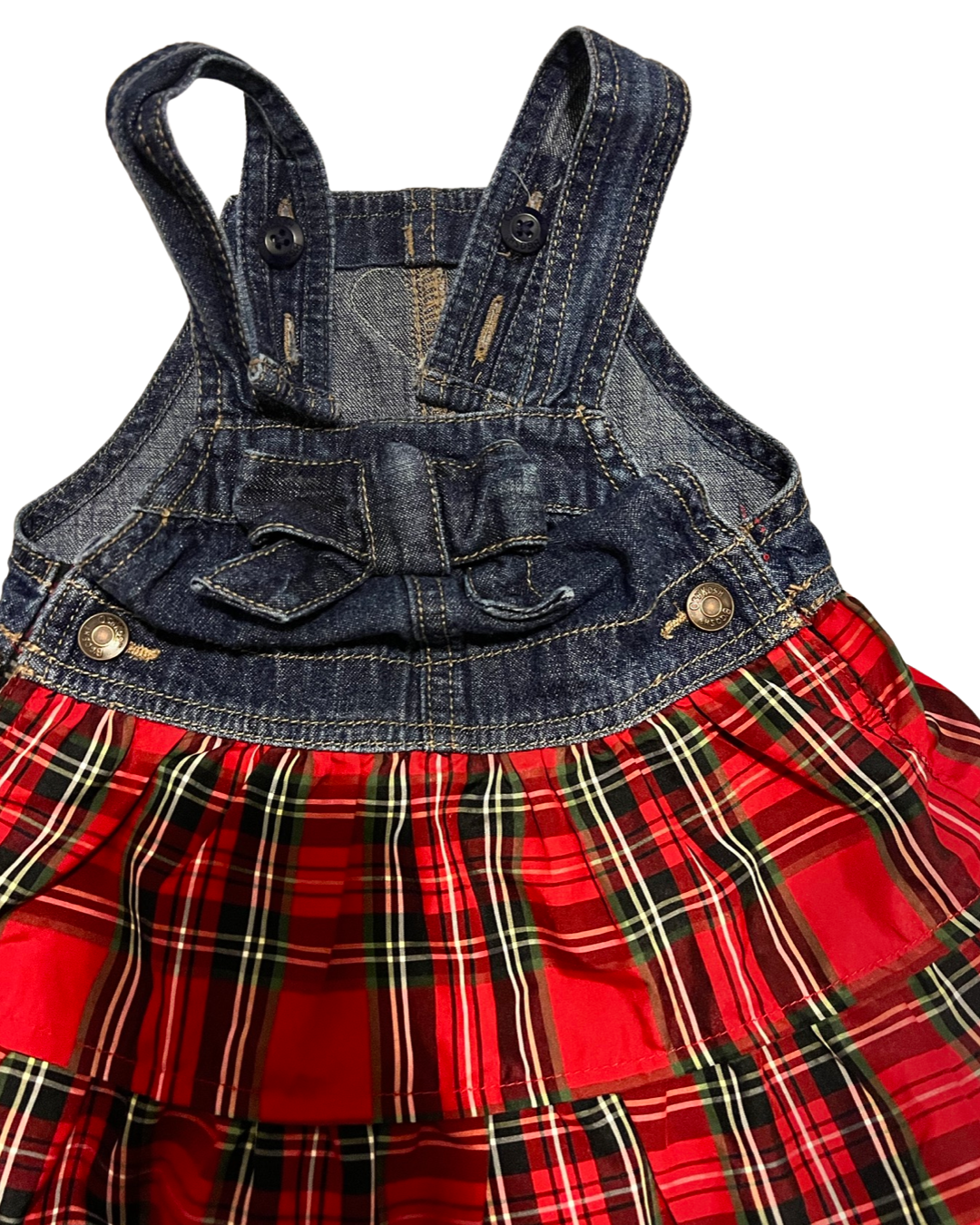 18M Baby Girl OshKosh Girl Red Plaid Overall Jumper Dress
