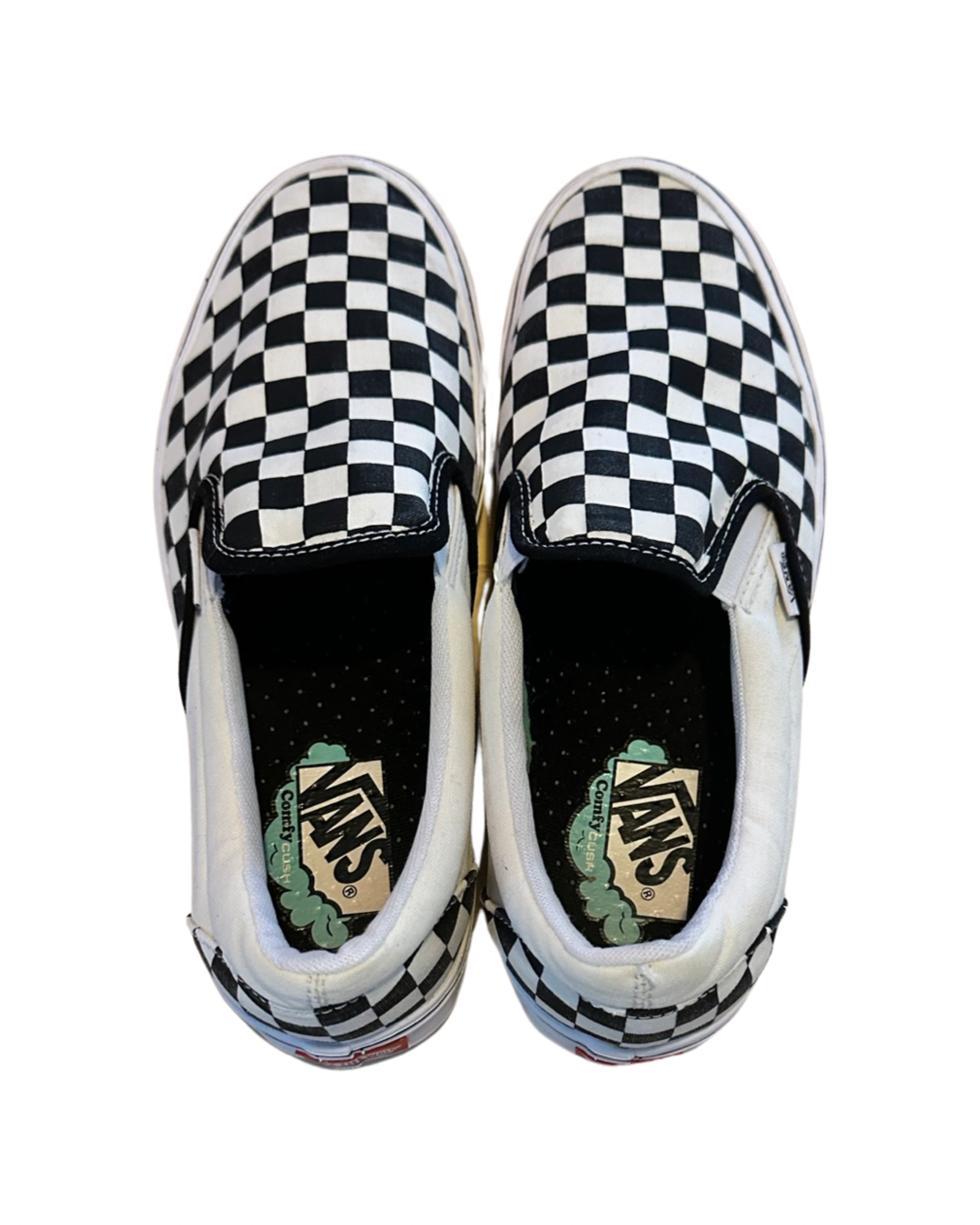 Men’s 9.5 Women’s 11 Black and White Checkered Slip-on Vans