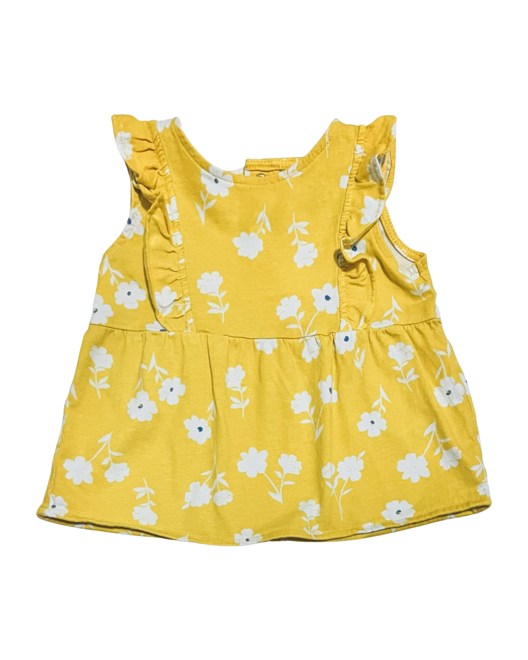 9M Baby Girl Carters Yellow Floral Flutter Sleeve Top