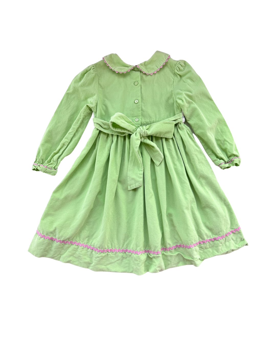 6x Girls Marmellata Lime Green Smocked Birthday Cake Cord Dress