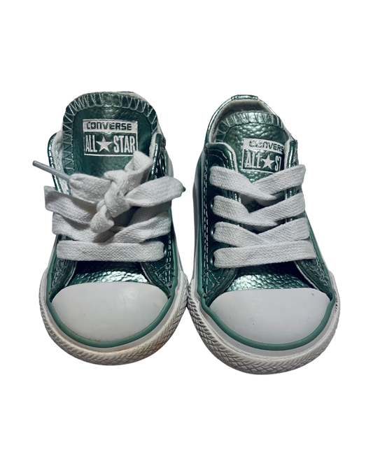 3C Baby Girl Mint Green Leather All Star Converse Chucks