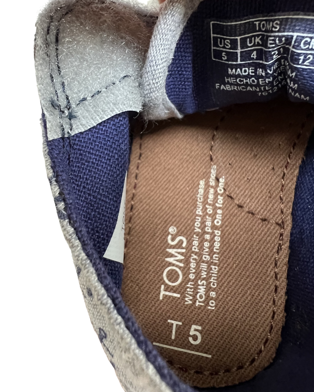 5C Toddler Boy TOMS Blue Nautical Anchor Shoes