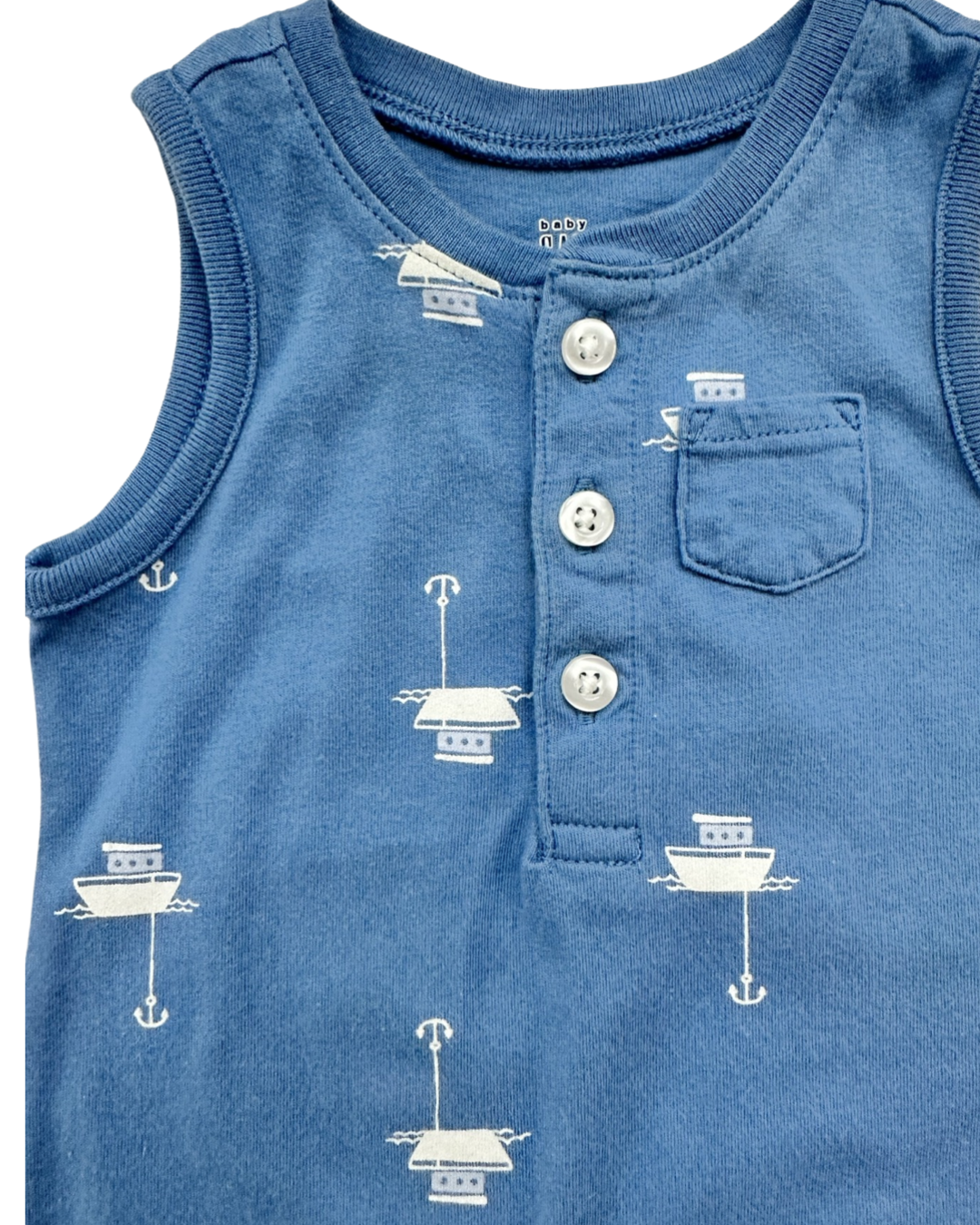 0-3M Baby Boy Baby Gap Blue Boat Romper