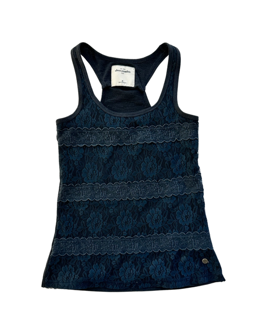 Girls Size 8Y /10Y Medium Abercrombie Kids Navy Lace Tank Top