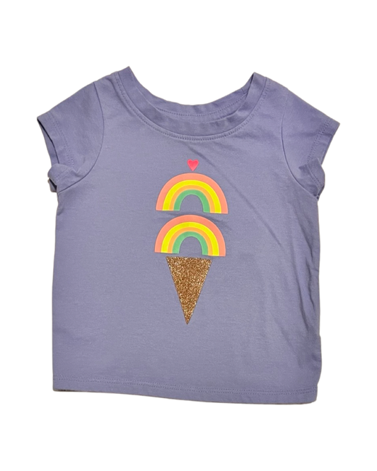 12M Baby Girl Purple Rainbow Ice Cream Cat & Jack Top