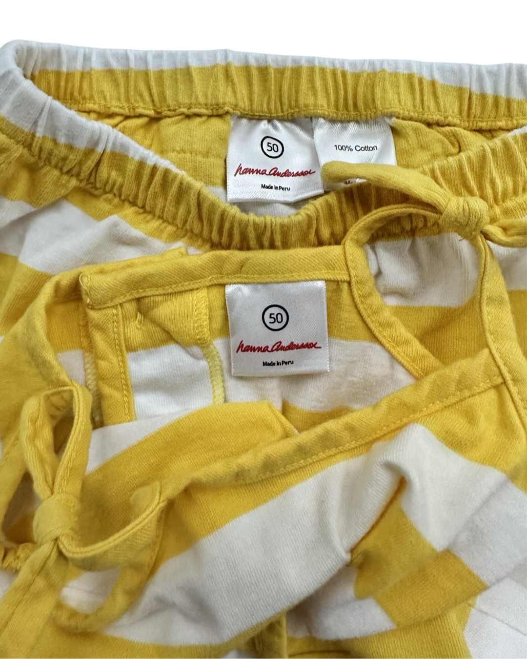 0-3M Baby Girl Hanna Andersson Yellow / White Striped Tank Top & Rufflebutt Bubble Shorts
