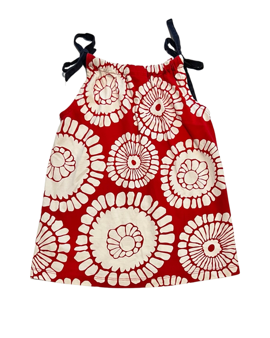 18-24M Baby Girl Hanna Andersson Red /White Tie Shoulder Dress