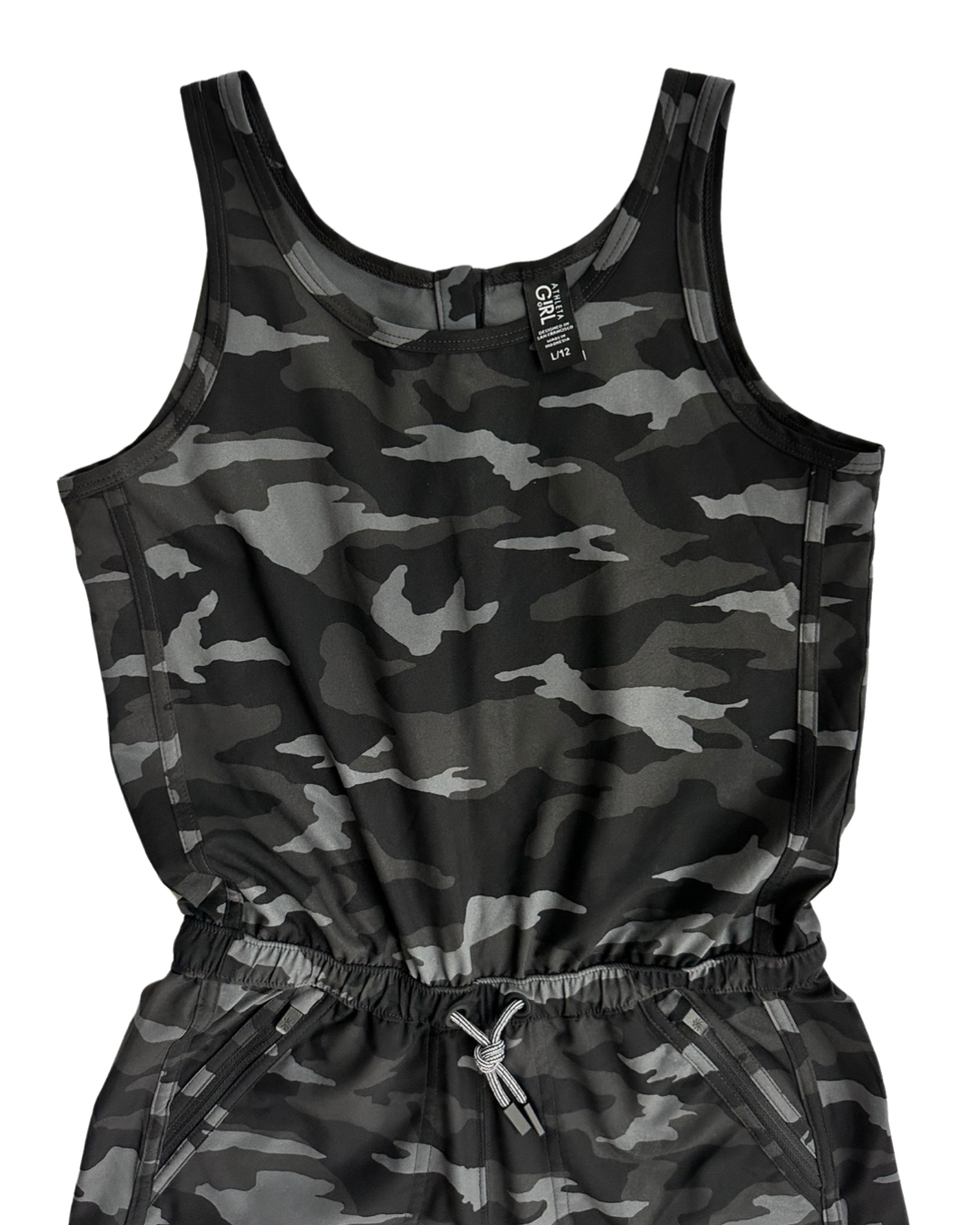 Youth Girls Size 12 Large Athleta Girl Black Camo Romper