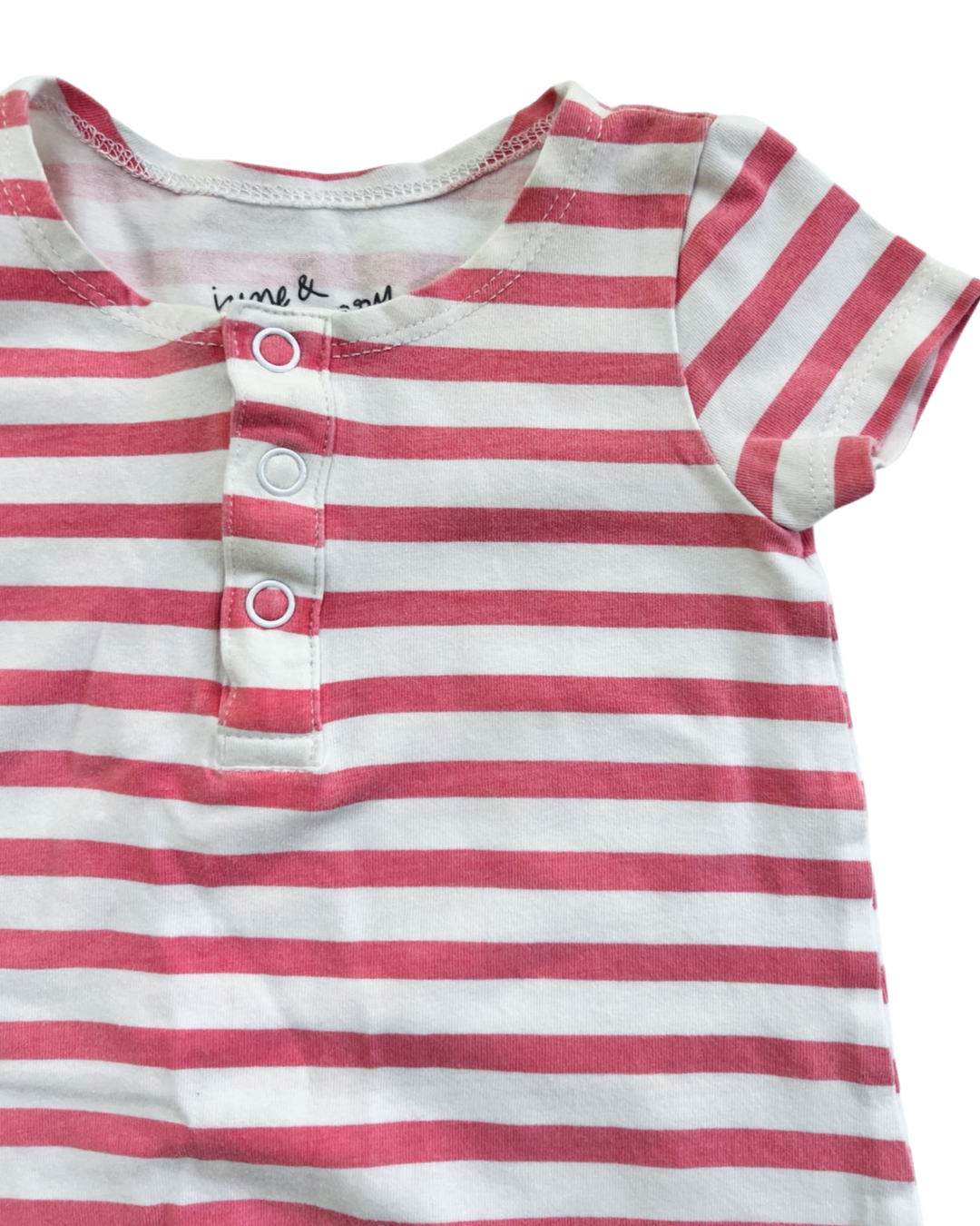0-6M Baby Girl June & January Pink Striped Romper