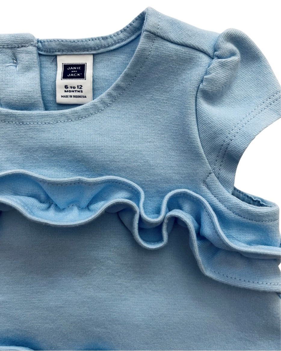 6-12M Baby Girl Blue Janie & Jack Ruffle Front Dress