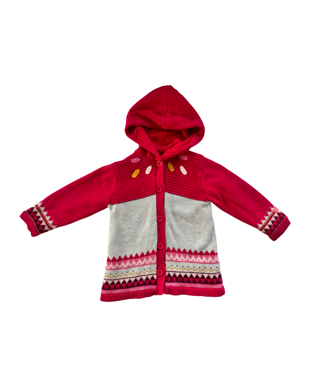 2T Toddler Girl Catamini Fleece Lined Knit Sweater Cardigan Jacket
