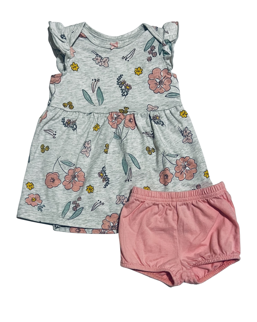 6M Baby Girl 2Pc Carters Floral Dress & Bubble Shorts