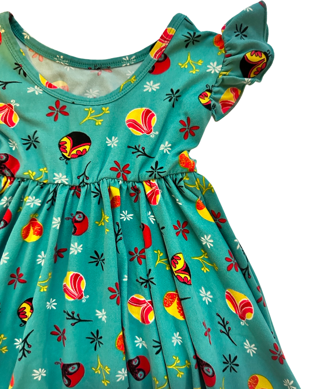 12M-24M Baby Girl Dot Dot Smile  Teal Ladybug Twirl Dress