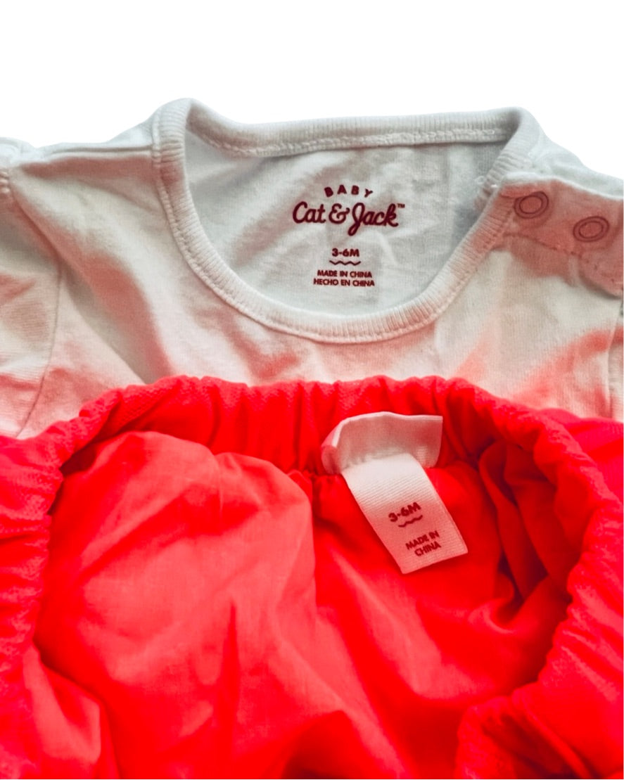 3-6M Baby Girl Cat & Jack 2PC Set Onesie + Tutu Skirt