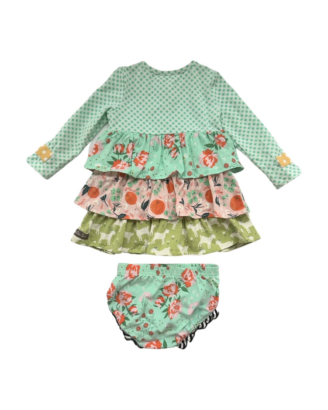 6-12M Baby Girl Matilda Jane x Joanna Gaines Teal Floral Seedling Dress w/ Bloomers
