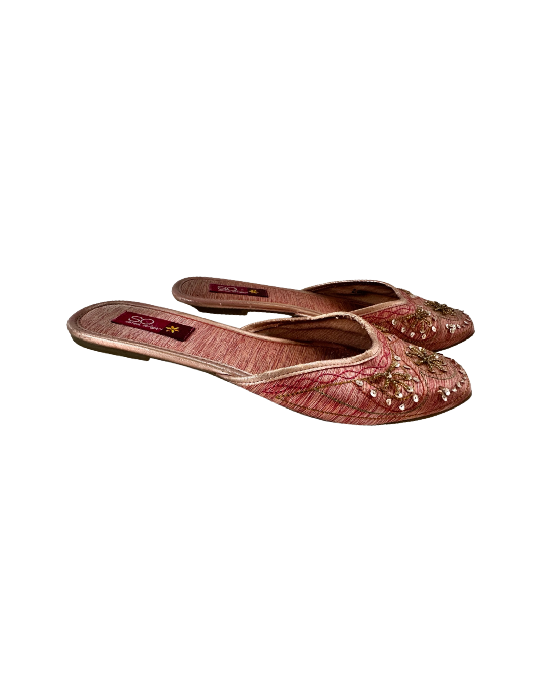Women’s Size 8 Pink Beaded Boho Mule Flats