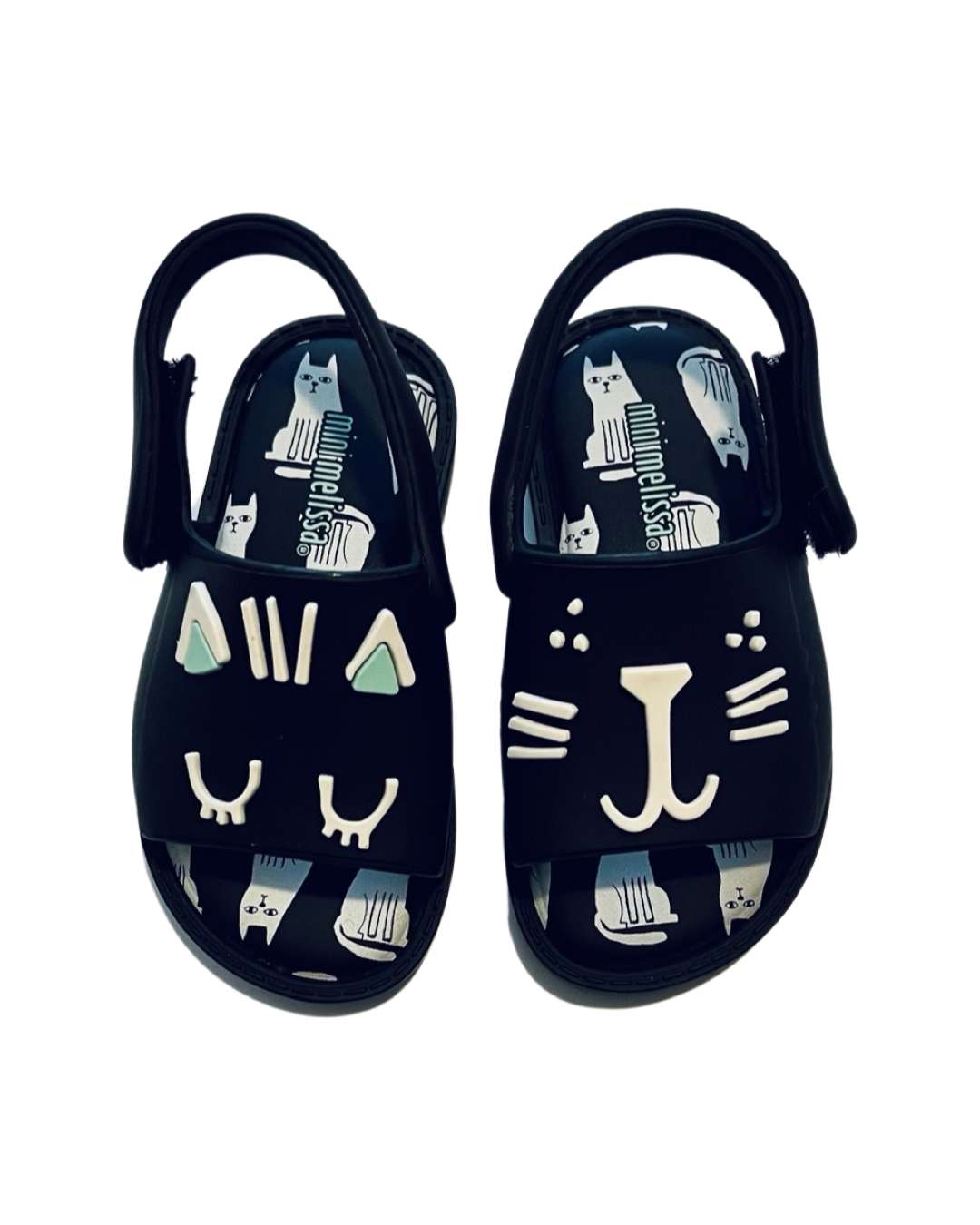 6C Toddler Girl Minnie Melissa Black Cat Slides Sandals