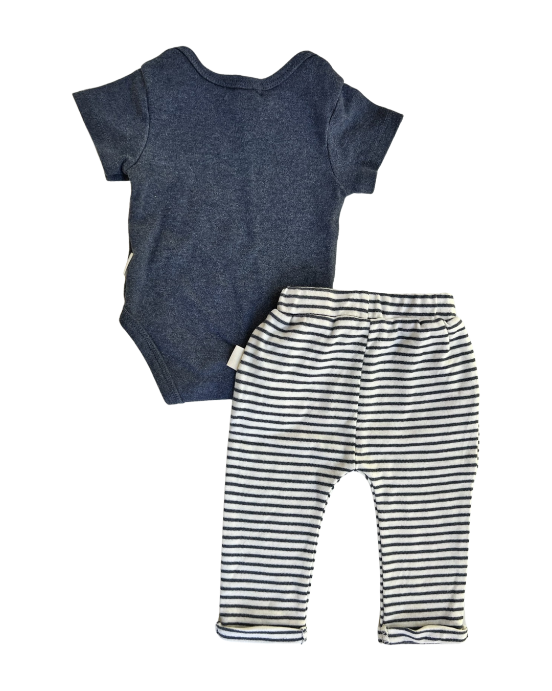 0-3M Baby Boy Rabbit + Bear Locally Grown Onesie Jogger Set