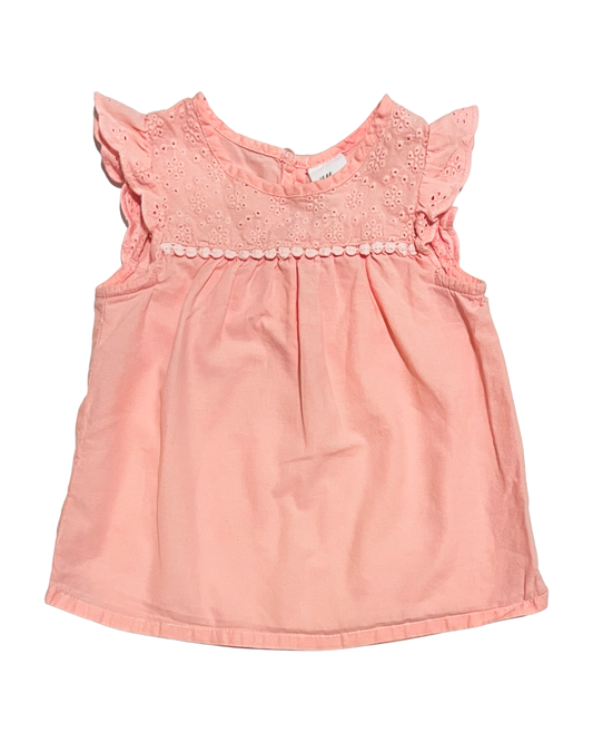 6-9M Baby Girl Pink Flutter Sleeve H&M Top