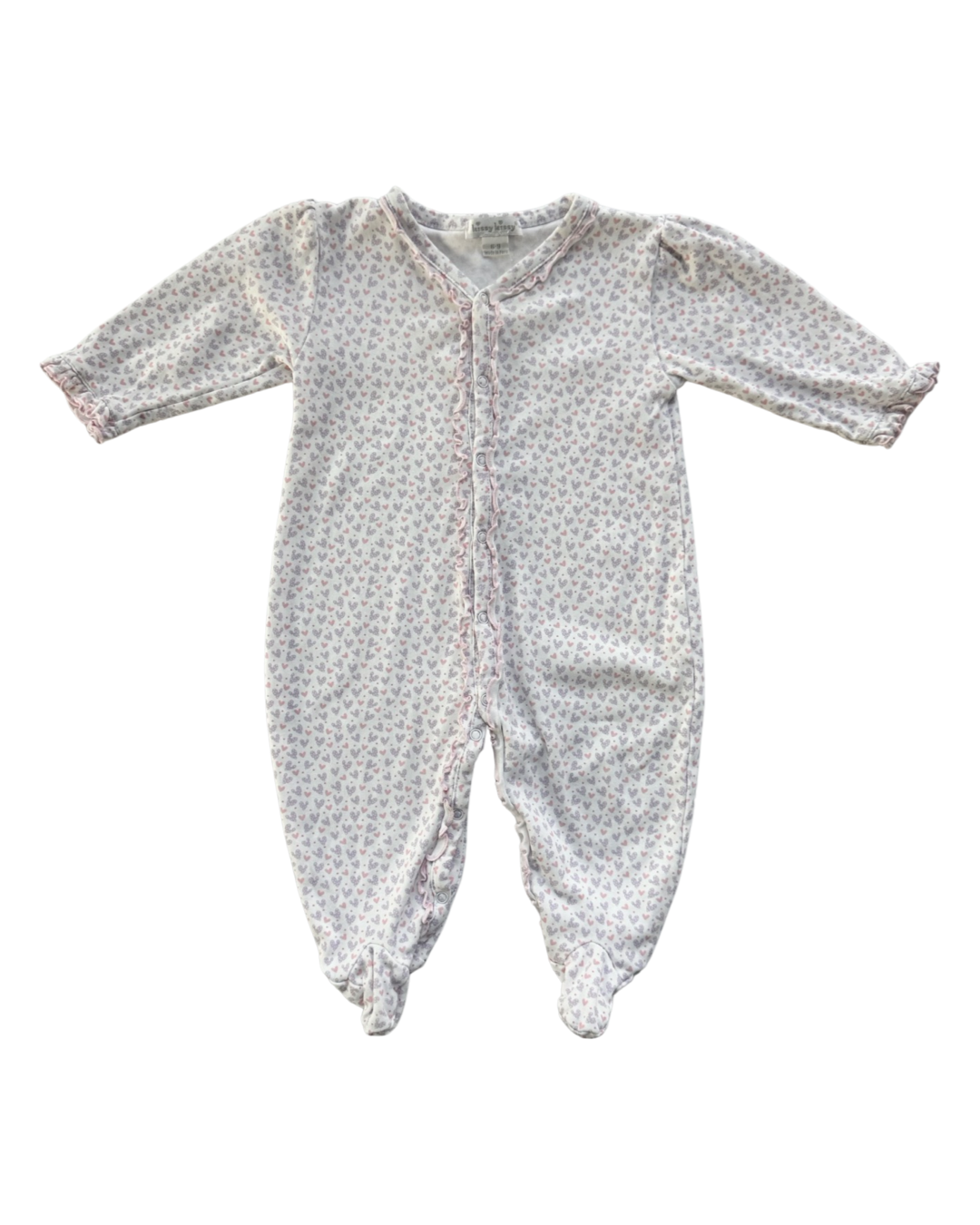 6-9M Baby Girl Kissy Kissy Pink & Purple Heart Sleeper PJs