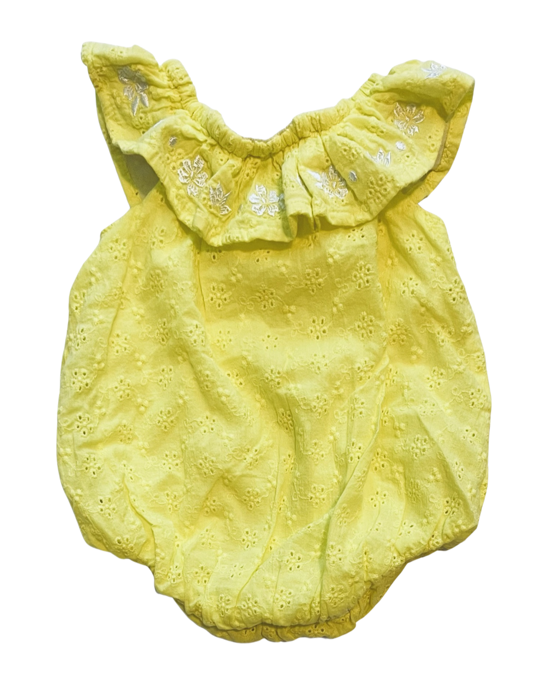 3M Baby Girl Yellow Eyelet Crown & Ivy Baby Bubble Romper
